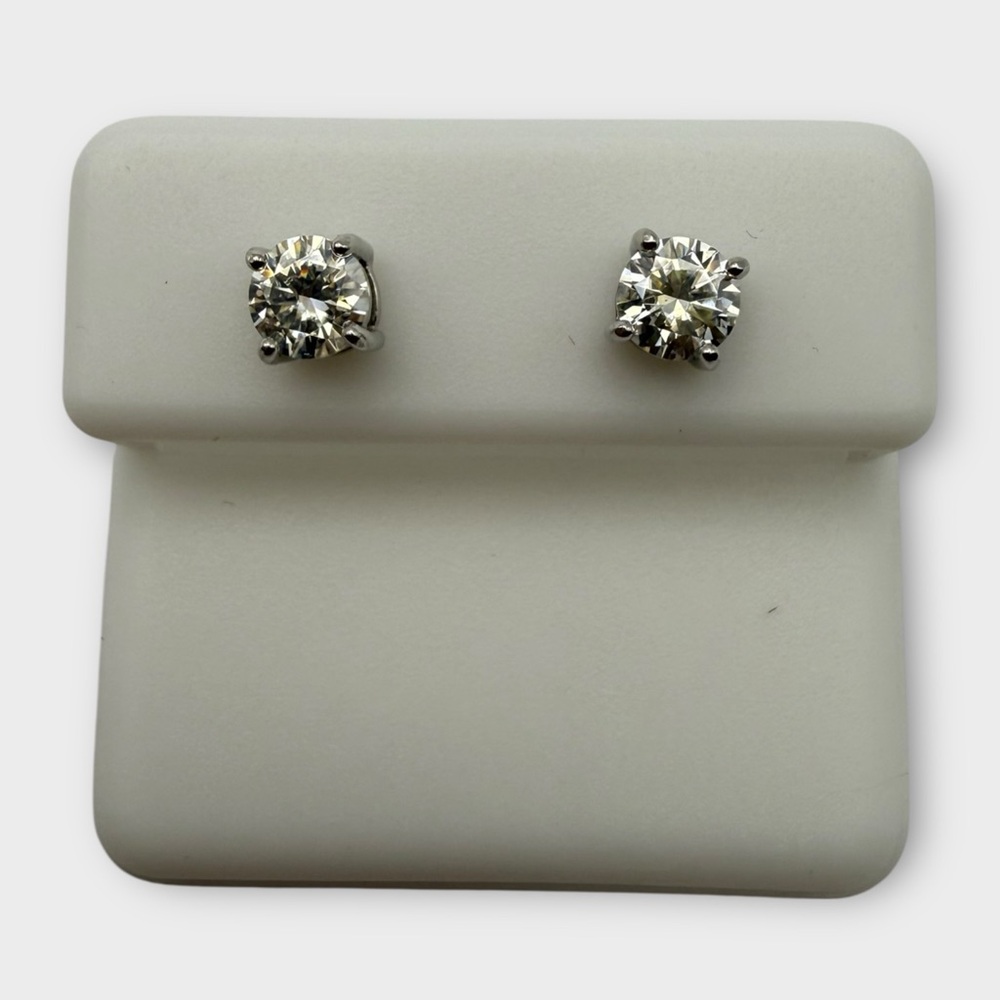 Moissanite Solitaire Stud Earrings in Sterling Silver